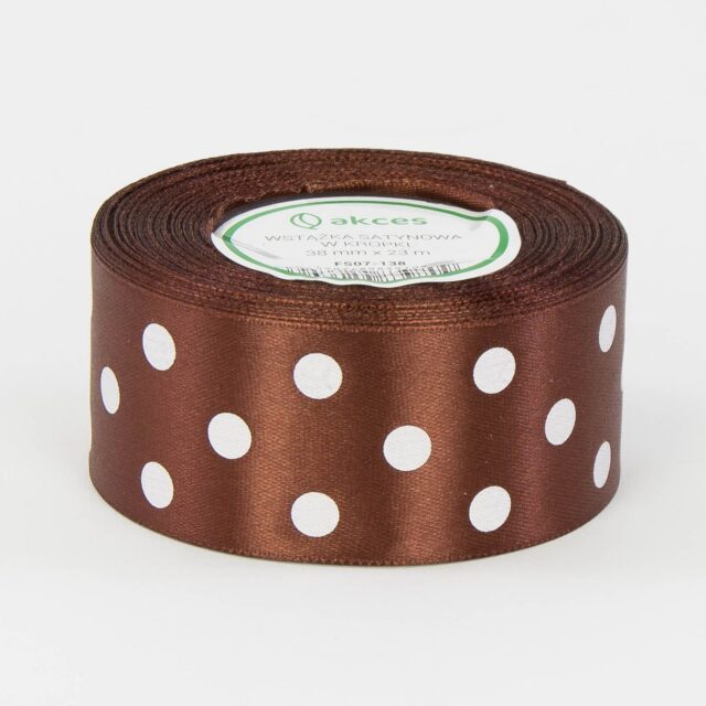 Ruskea pilkullinen satiininauha 38 mm × 25 y