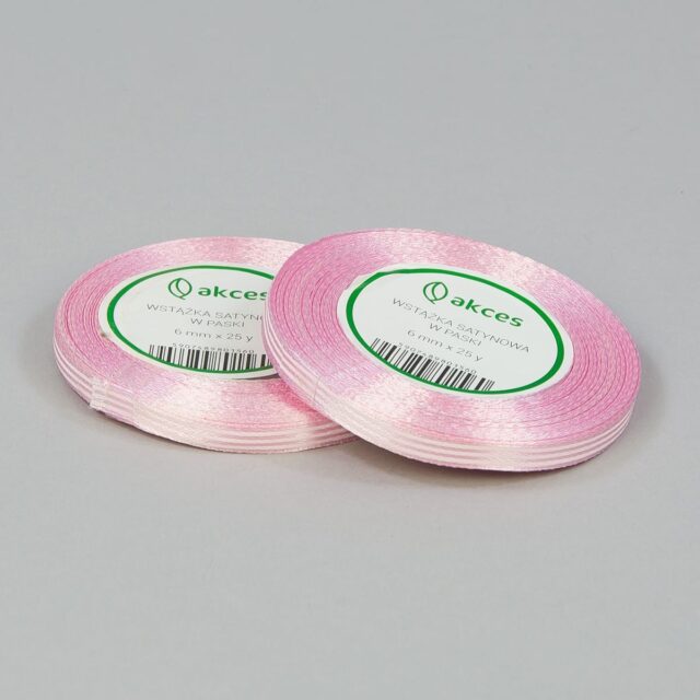 Vaaleanpunainen satiininauha 6 mm × 25 y