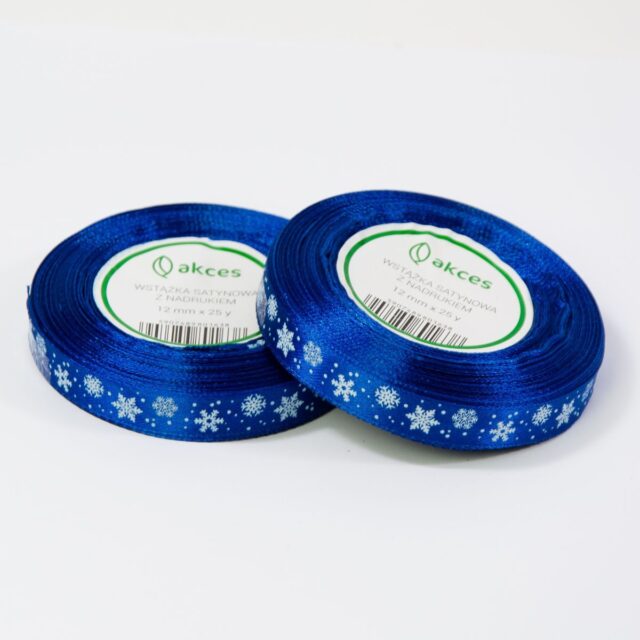 Painettu sininen satiininauha 12 mm × 23 m