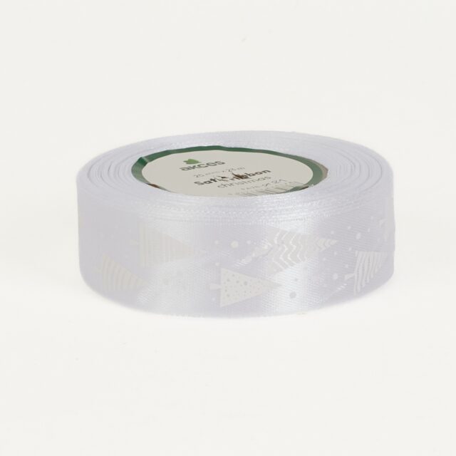Painettu valkoinen satiininauha 25 mm × 23 m