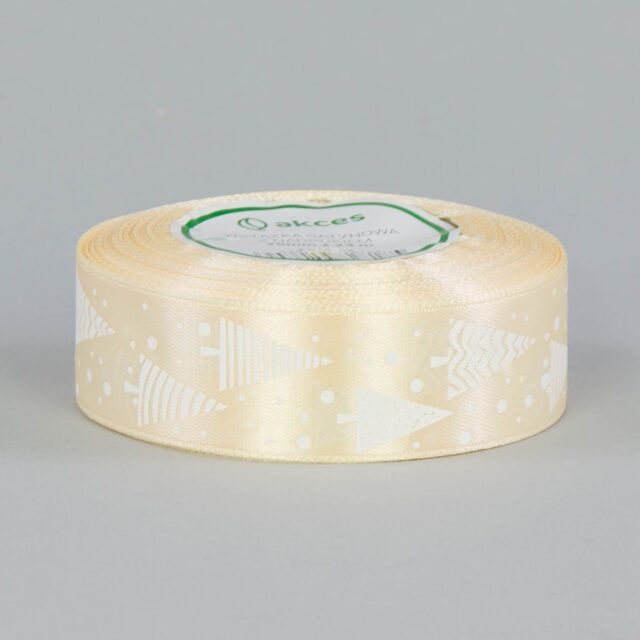 Kermanvärinen painettu satiininauha 25 mm × 23 m
