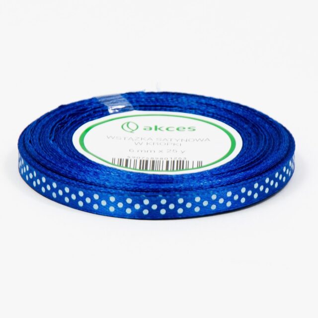 Sininen pilkullinen satiininauha