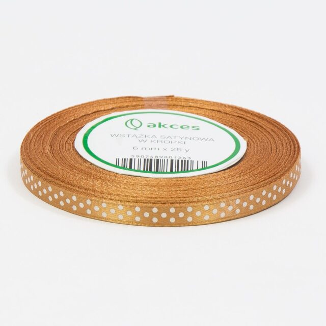 Kullanvärinen pilkullinen satiininauha