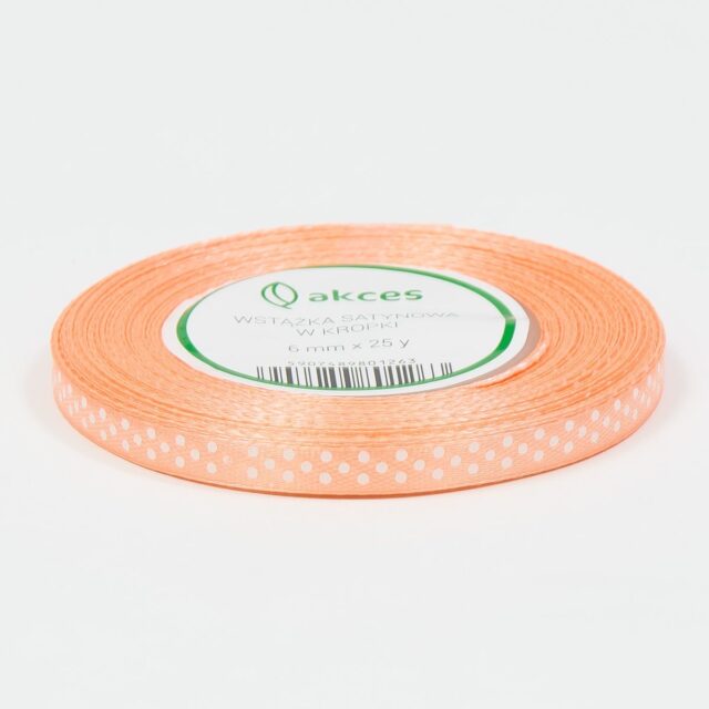 Lohenpunainen pilkullinen satiininauha 6 mm × 25 y