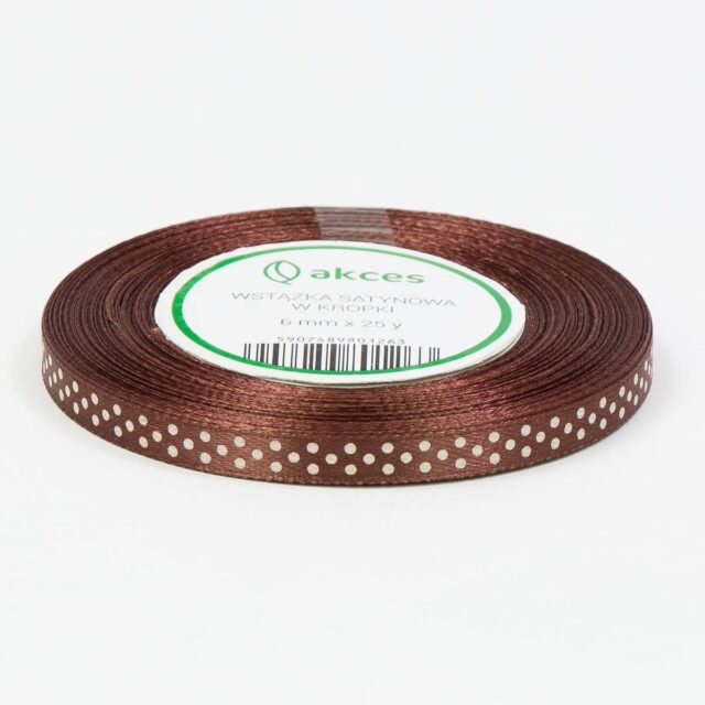 Ruskea pilkullinen satiininauha 6 mm × 25 y