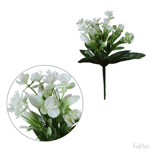 Valkoinen anemoni-tekokukkakimppu, 20 cm