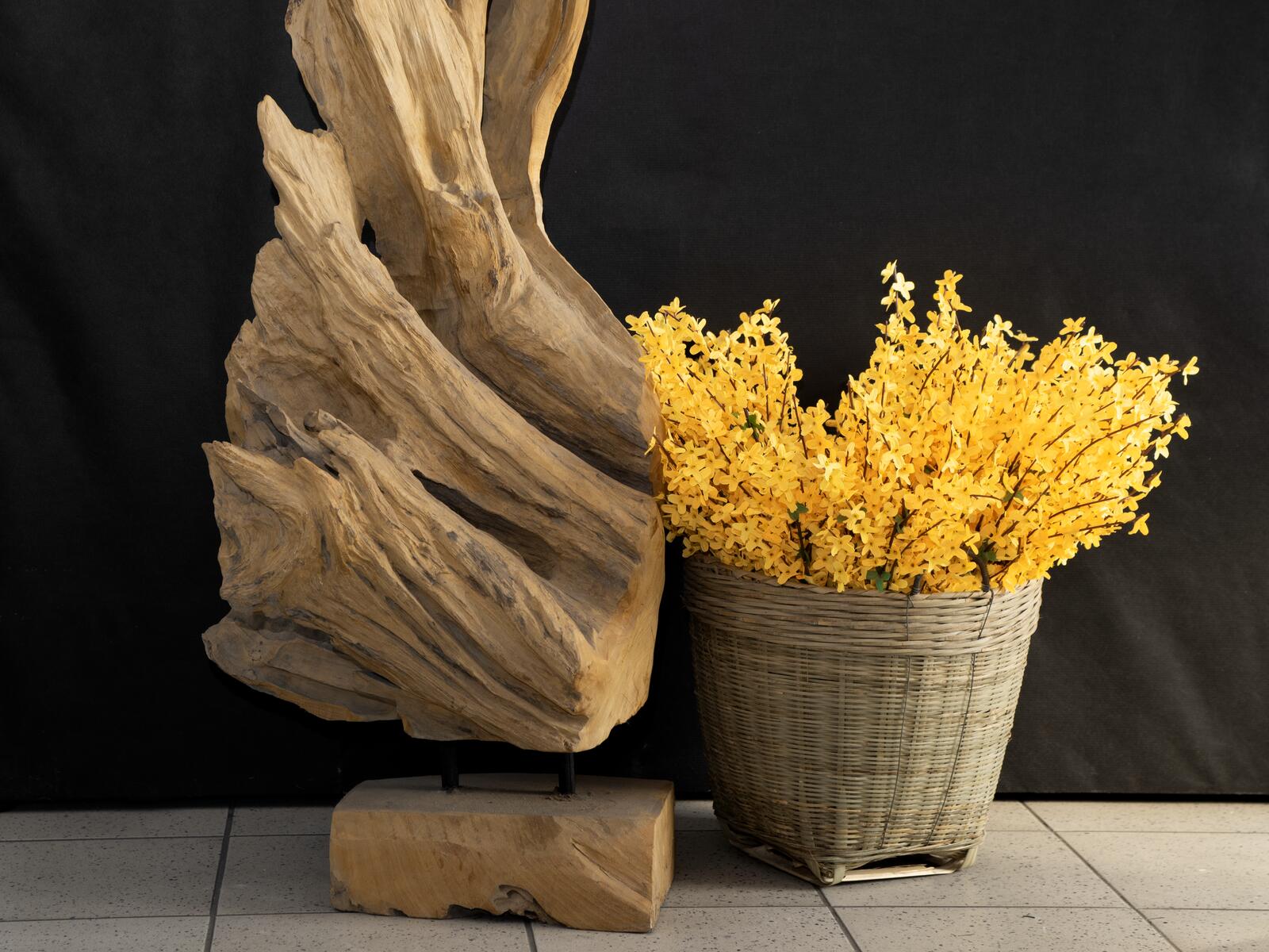 Keltakukkainen keinotekoinen forsytiapensas 60 cm