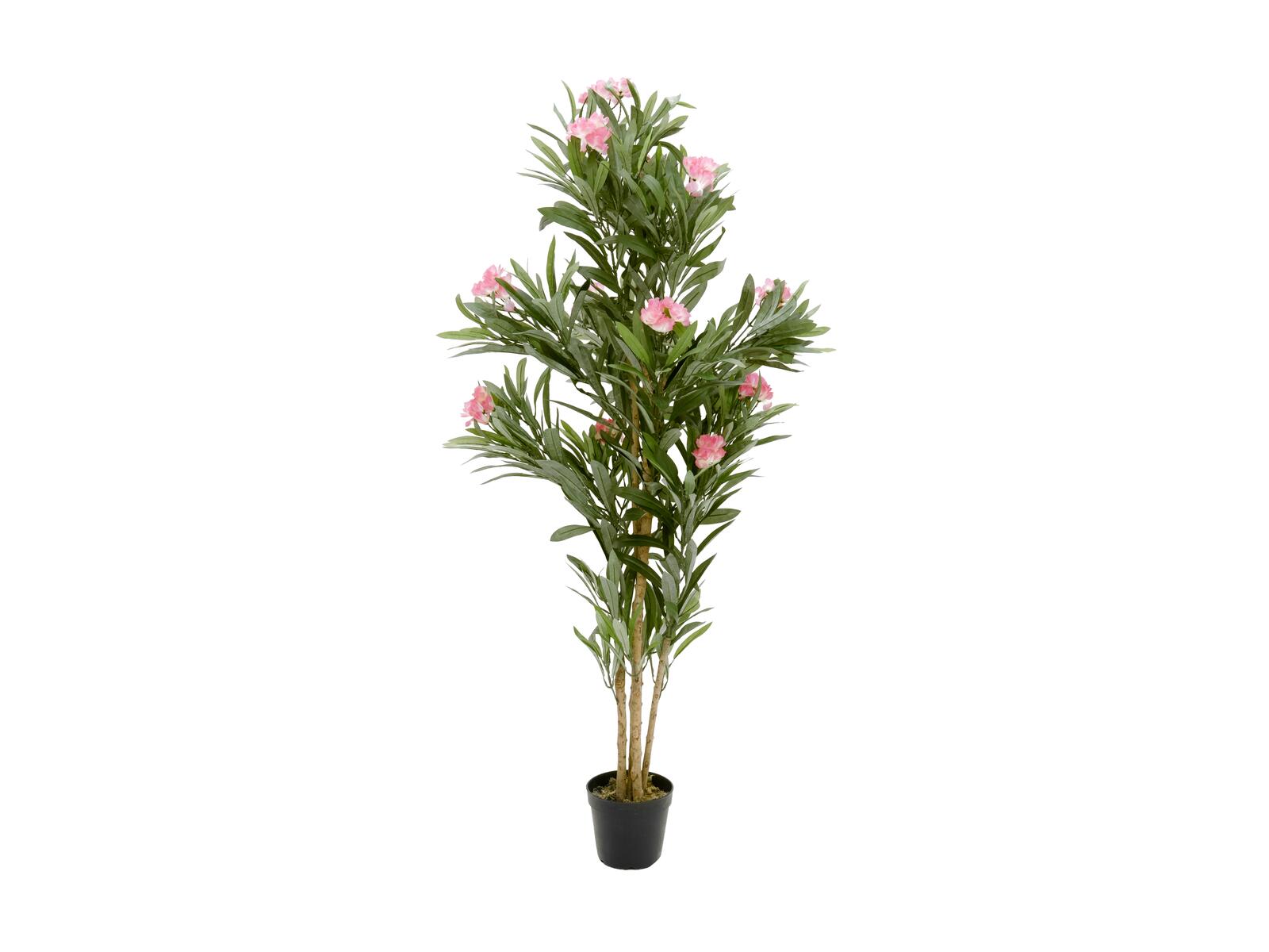 Vaaleanpunainen oleanteri-tekopuu vihreillä lehdillä, 150 cm
