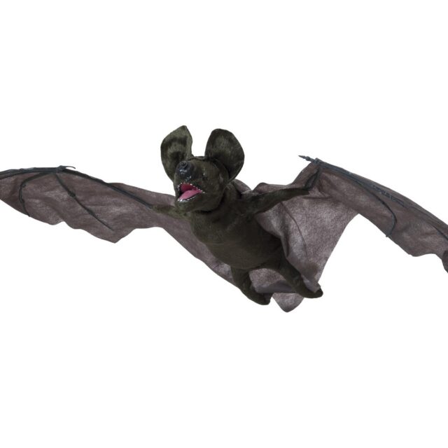 Animoitu tummanruskea riippuva Halloween-lepakko levitetyin siivin