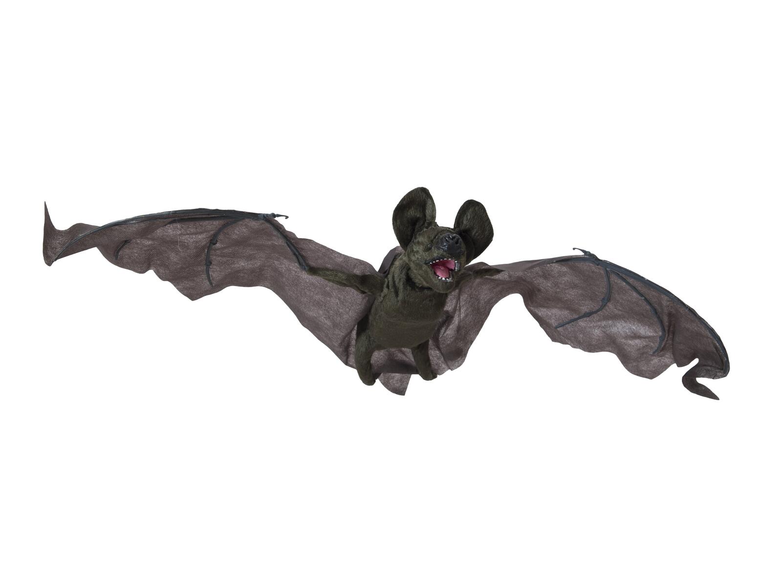 Animoitu tummanruskea riippuva Halloween-lepakko levitetyin siivin