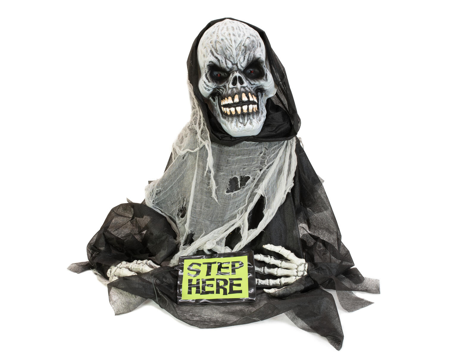 Musta ja vihreä Halloween-askelmatto Step Here -tekstillä