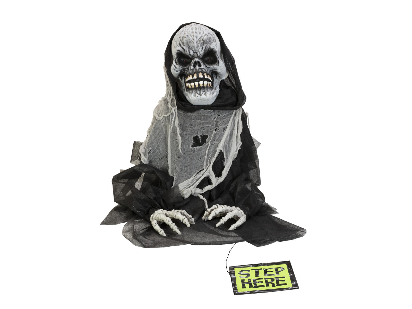 Musta ja vihreä Halloween-askelmatto Step Here -tekstillä