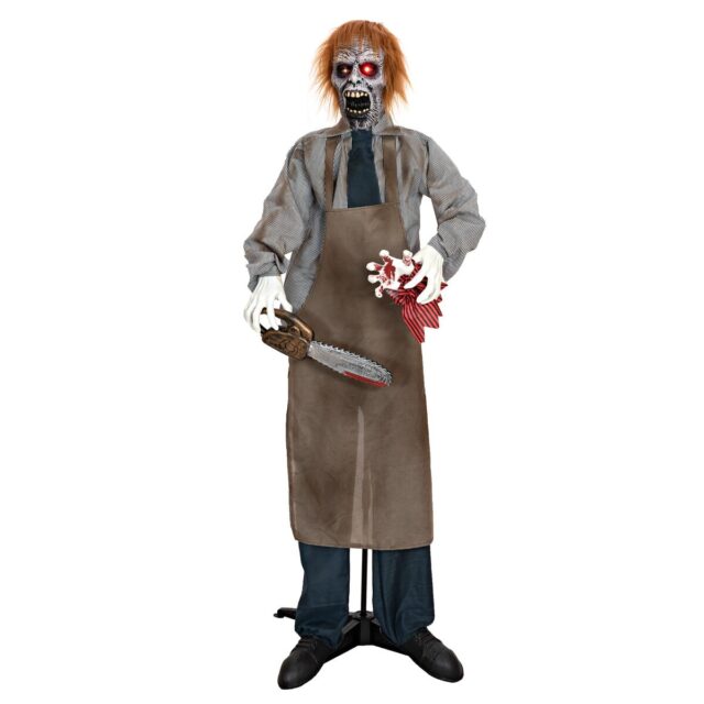 Animoitu zombihahmo moottorisahalla, 170 cm
