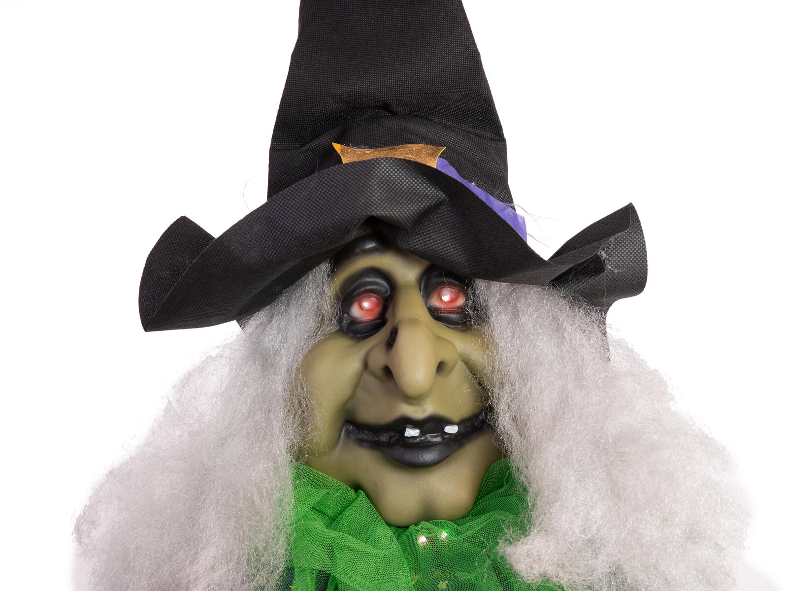Ripustettava animoitu Halloween-noitahahmo mustassa ja sinisessä asussa