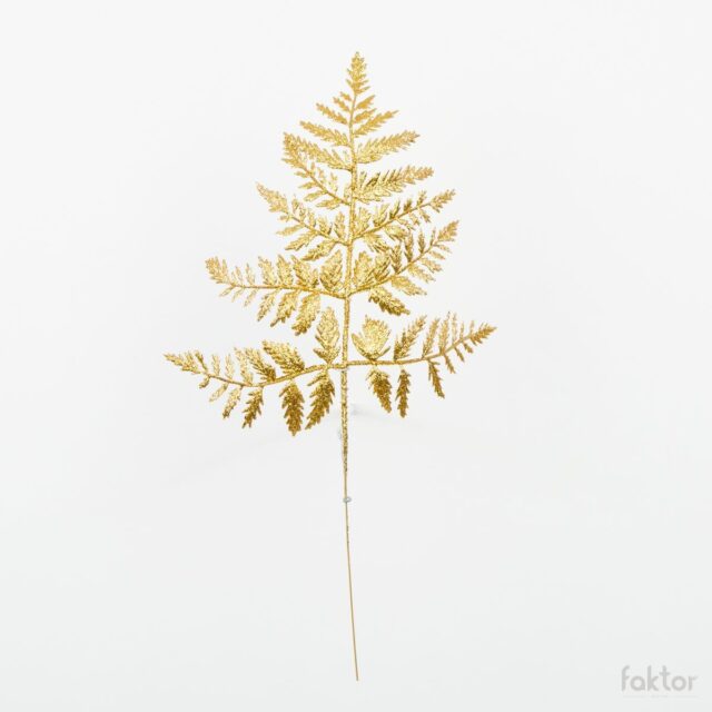 Kultainen glitterillä koristeltu saniaisenlehti