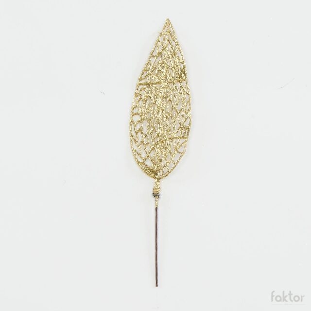 Kultainen glitterlehti varrella, 22 cm