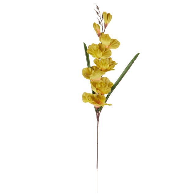 Keltainen tekokukkagladioluksen oksa 63 cm