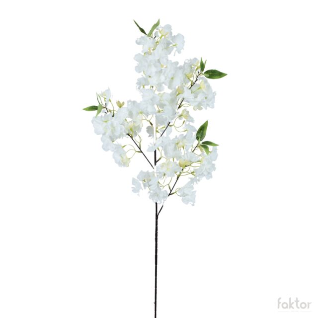 Valkoinen tekokirsikankukkaoksa 100 cm