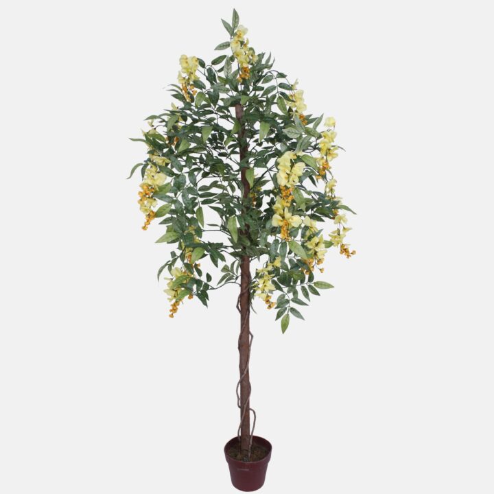 Keltakukkainen wisteria-tekopuu 150 cm